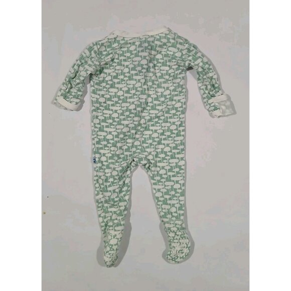 Kickee Pants Bamboo Footie Sleeper Unisex Size 0-3 Months Baby Green Geo - Picture 5 of 7